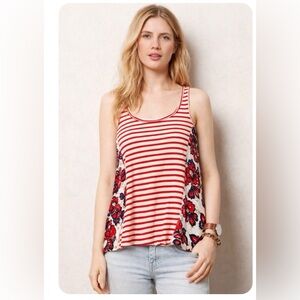 Anthropologie Porridge mixed print floral and striped tank